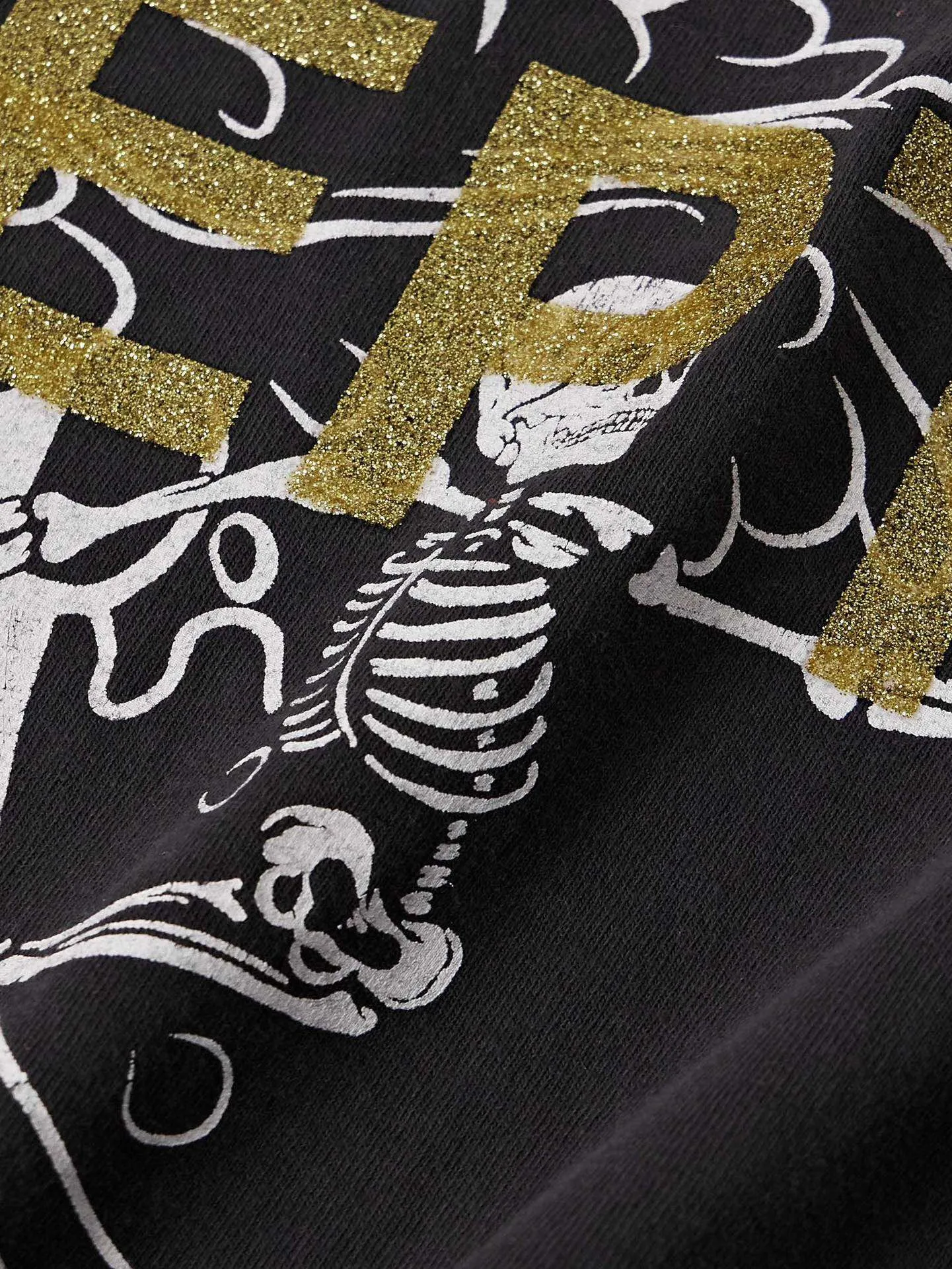 GALLERY DEPT. SKULL CREEK L/S TEE/BLK Glitter skull surf long sleeves, washed black S-XL, genuine development, correct version, garment dyed, washed and distressed, printing has a full sense of distress